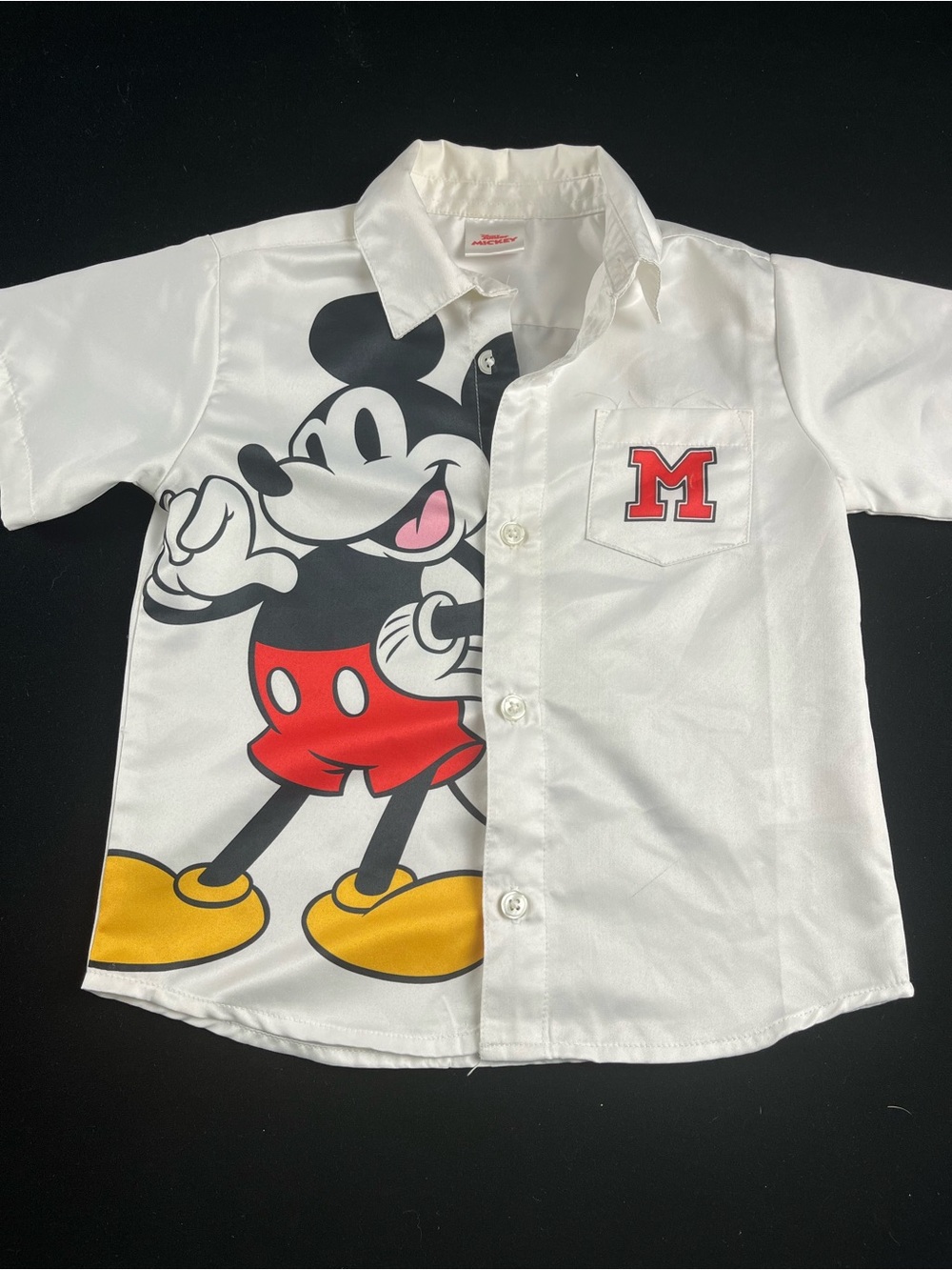 Kids White Mickey Mouse Button-Up Shirt